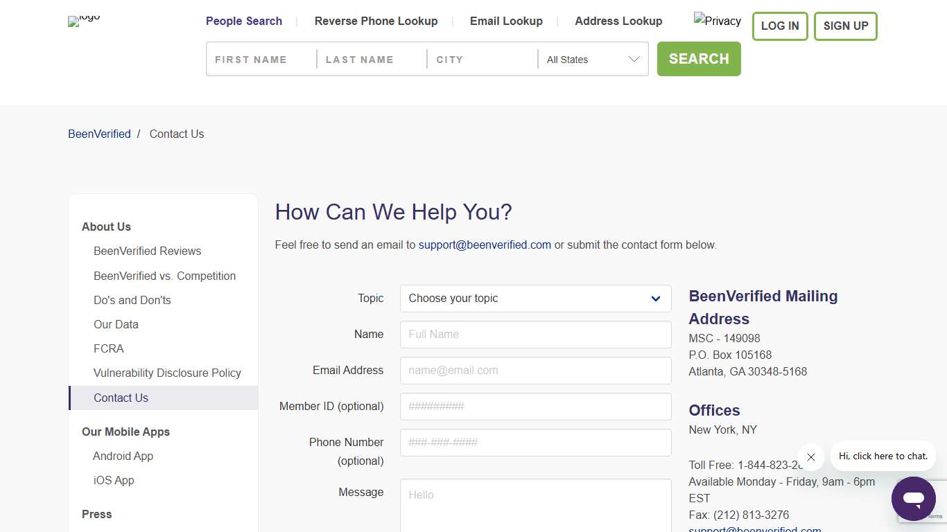 Contact Us | BeenVerified
